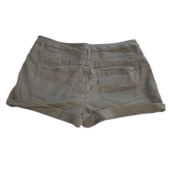 Refuge High Rise Stretch Shorts Womens Size 12 Button Fly Color Gray - Picture 2 of 5
